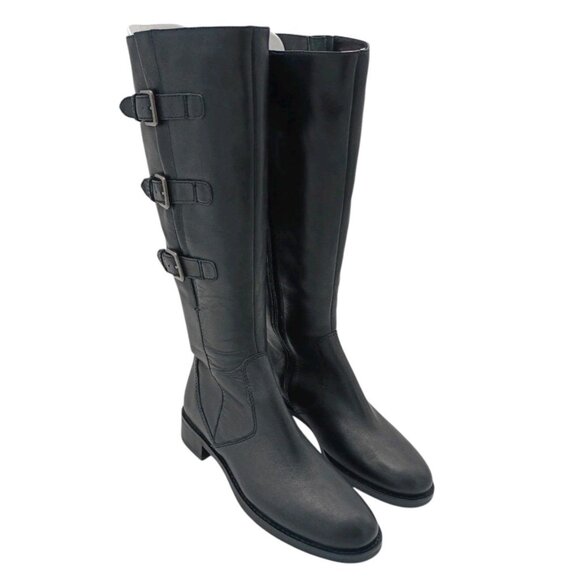 Ecco Womens Black 'Hobart' Leather Riding Knee High Boot 3 Buckle EU 37/US 6-6.5 - Picture 2 of 10